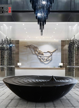 售楼处雕塑艺术品抽象水形波浪酒店大堂客厅摆件大型落地软装饰品