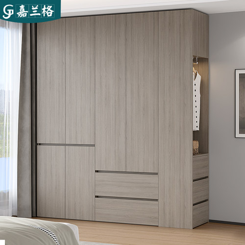 分段式免拉手衣柜意式轻奢一门到顶衣柜家用卧室平开门大衣橱定制