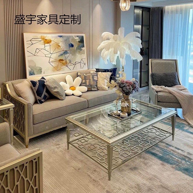 美式轻奢2024新款实木布艺雕刻三人沙发现代简约客厅家具定制,住宅家具,布艺沙发,淘宝优惠券,粉丝福利购,淘宝优惠卷