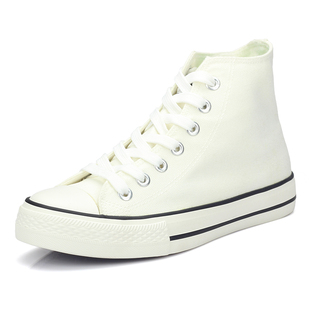 秋季硫化帆布鞋全黑高帮系带工作鞋经典纯黑鞋休闲帆布男鞋经典款