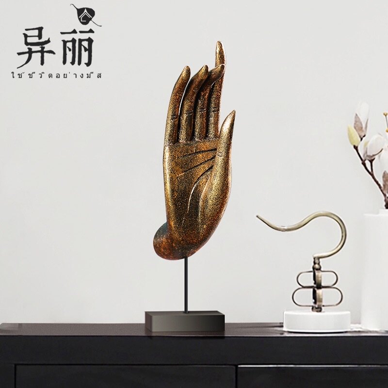泰国木雕工艺品东南亚风格禅意佛手桌面摆件泰式家居茶室装饰品
