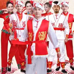 陕北民族风传统安塞腰鼓服秧歌队服打鼓演出服成人陕西男女表演服