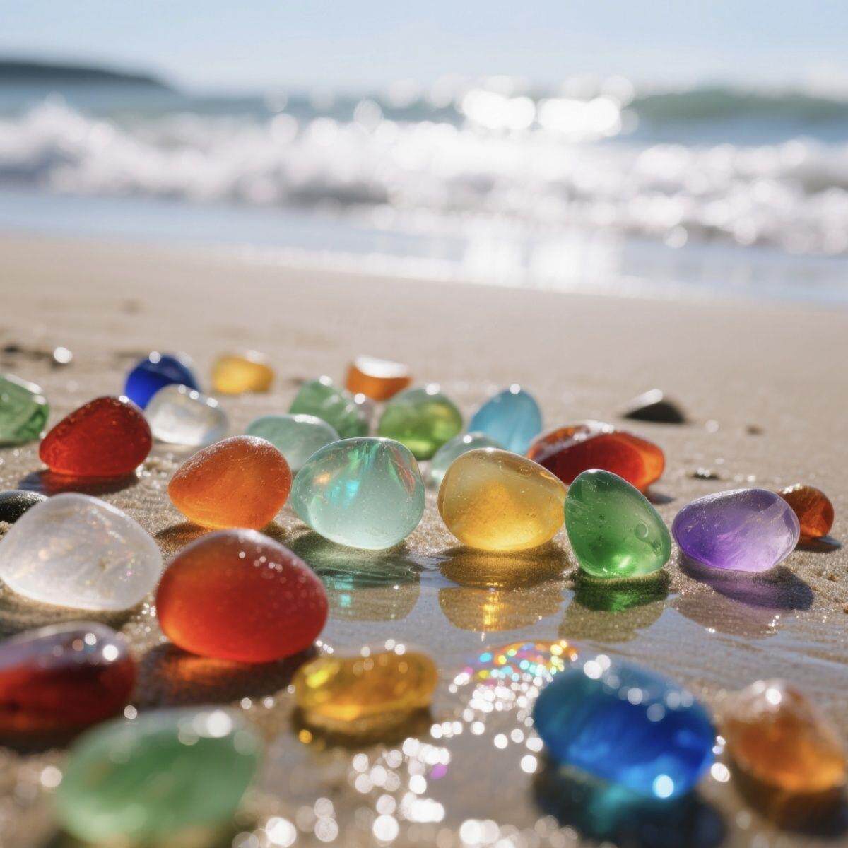 爆款海玻璃石石头宠物透明多彩石头盆景石鱼缸造景石头手工DIY