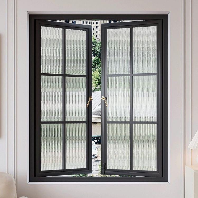 法式覆古平开窗定制家用铁艺窗户钢窗卧室简易阳台拱形玻璃高档