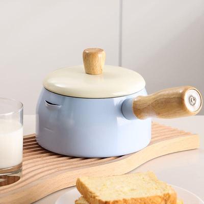 清仓日式奶锅14cm不粘单柄煤气灶电磁炉纯铁平底汤锅泡面辅食小锅