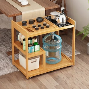 茶桌边几烧水壶一体茶车简易茶水架 家用带轮可移动茶台客厅新中式