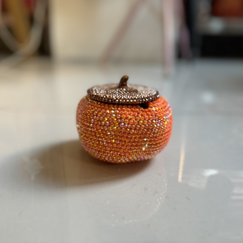 diy贴钻柿子烟灰缸带盖办公室桌面茶几客厅满钻摆件家用中式送礼