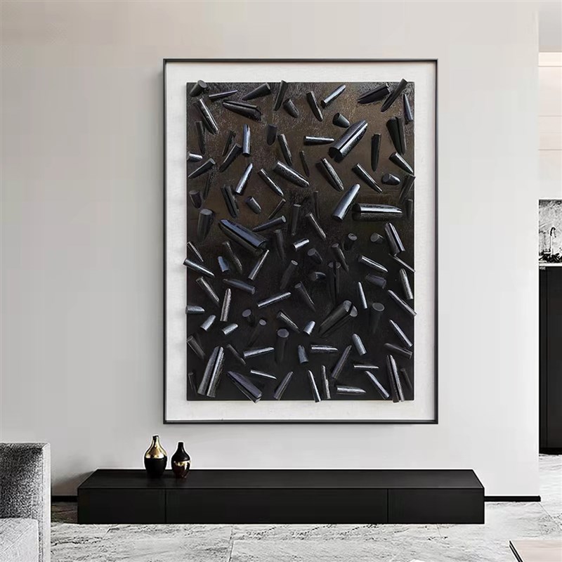 轻奢玄关过道走廊挂画实物画酒店样板间壁画立体画木头装置艺术画