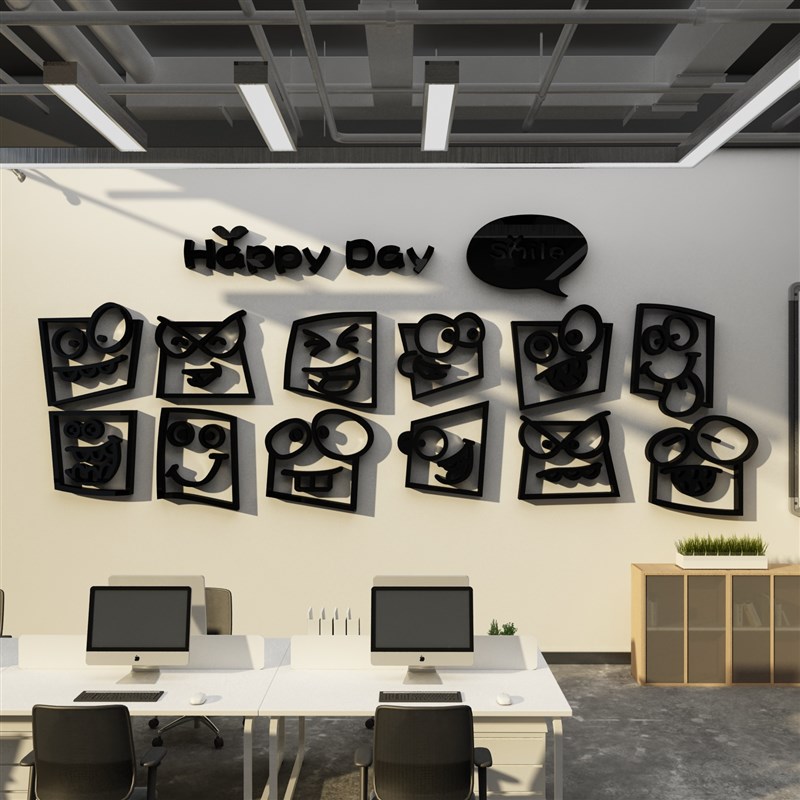 网红办公室墙面装饰公司企业文化墙氛围布置会议励志背景创意贴纸