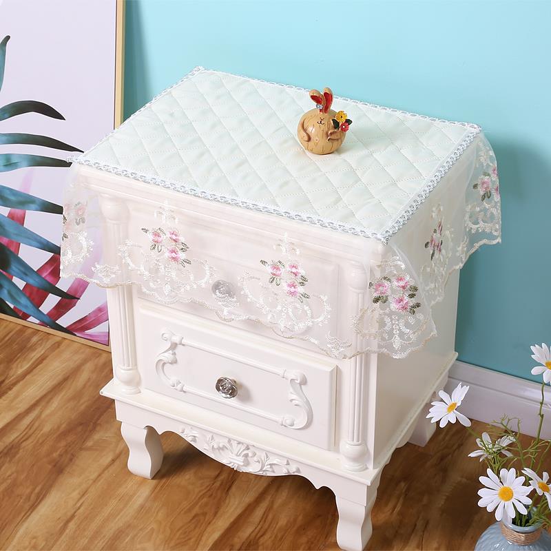 床头柜布罩盖巾欧式床头柜多用巾盖布小桌布垫防尘巾蕾丝