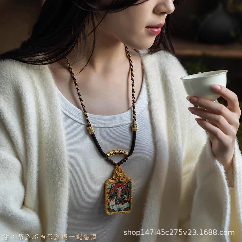 藏式棉绳挂脖吊坠项链绳民族风唐卡佛牌文玩高货手工金刚结挂绳子