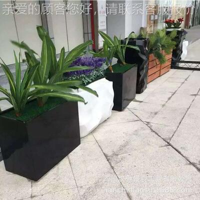 市商政街道761路合种植花槽业天桥长条方钢形花盆户外组玻璃花箱