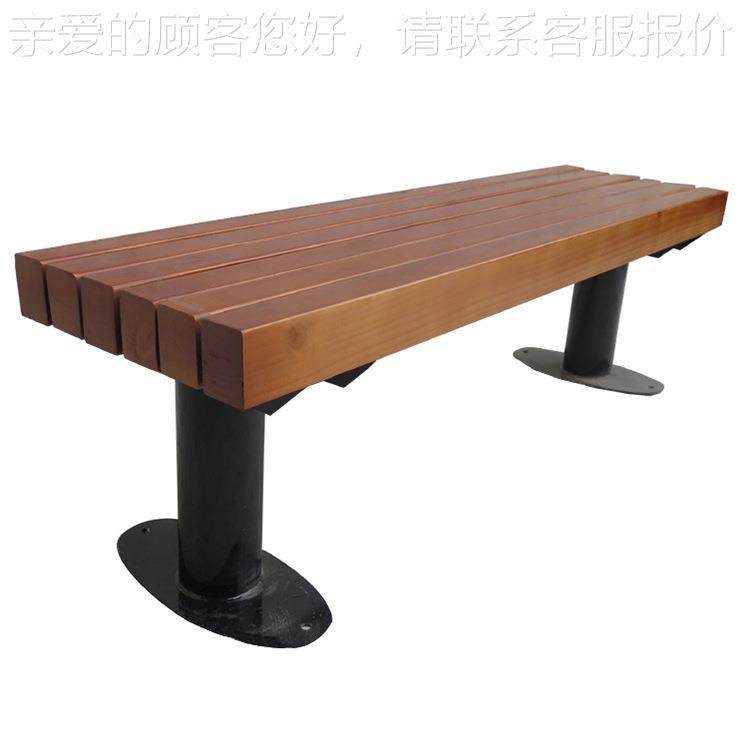 户HK052厂家直供外镀锌钢公园长椅小区庭院人三座露天座椅实木闲