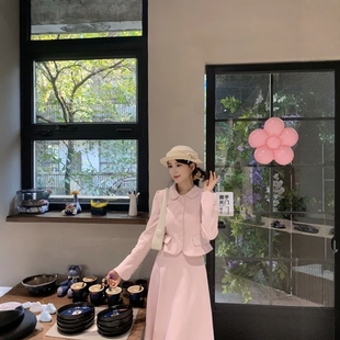富家千金感穿搭套装 名媛小香风温柔复古感小外套A字高腰伞裙 冬季