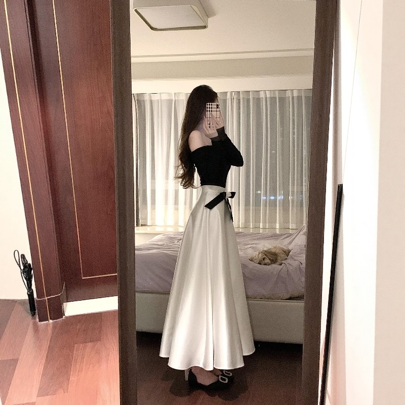 法式富家千金生日穿搭套装女秋季一字露肩针织上衣A字长裙两件套,女装/女士精品,时尚套装,淘宝优惠券,粉丝福利购,淘宝优惠卷