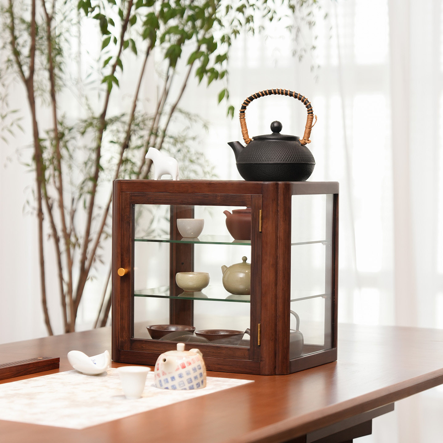 福沣祥玻璃展示柜茶具文玩收纳柜