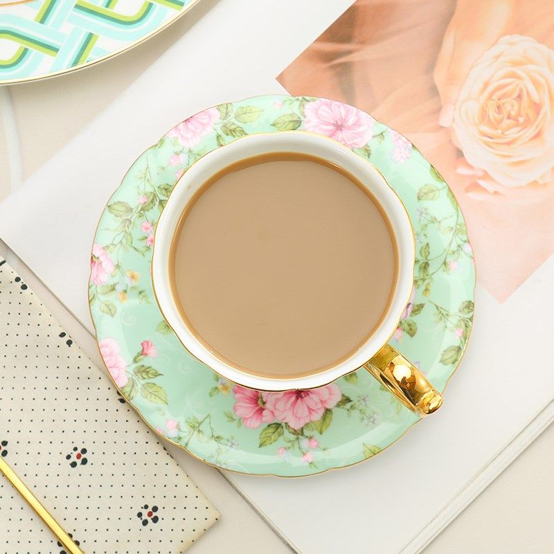 摩卡色骨瓷咖啡杯子杯碟套装精致下午茶茶具高级感小礼盒轻奢陶瓷