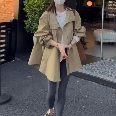 高级感风衣外套女中长款春秋新款2025宽松休闲气质加厚小个子上衣