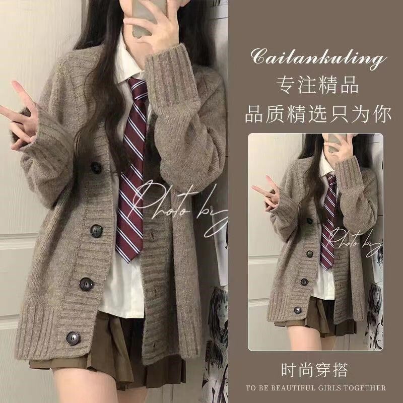 女童jk裙套装春秋2025新款12岁13中大童学生洋气小个子毛衣三件套
