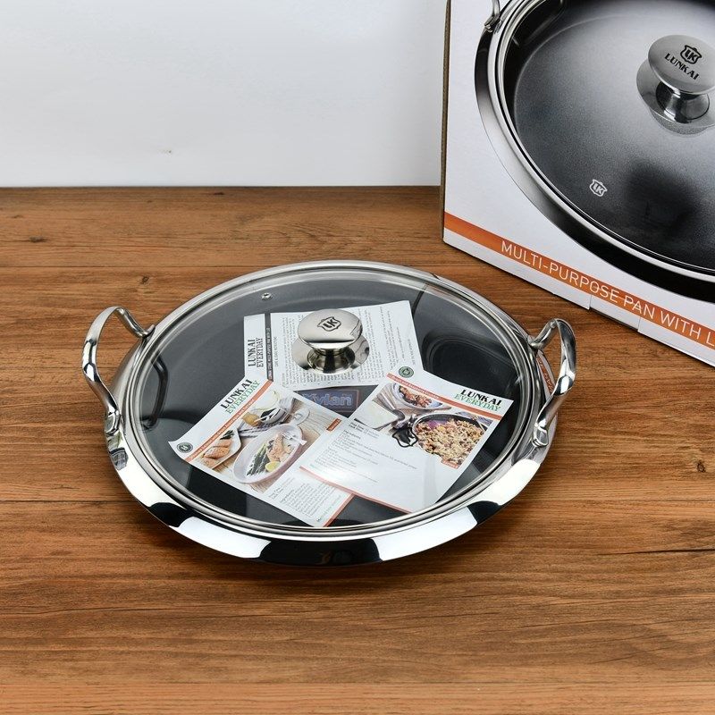 出口英国18/10不锈钢煎锅平底锅不粘锅煎锅煎鱼披萨煎盘30CM