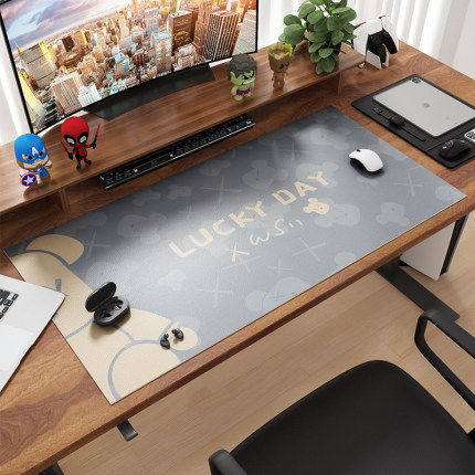 灰色鼠标垫笔记本电脑办公桌垫家用书桌垫子防水可擦洗桌面保护垫