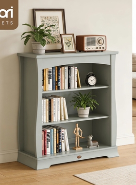 Boori 实木书架置物架客厅美式书架三层美式小书柜原木落地书架