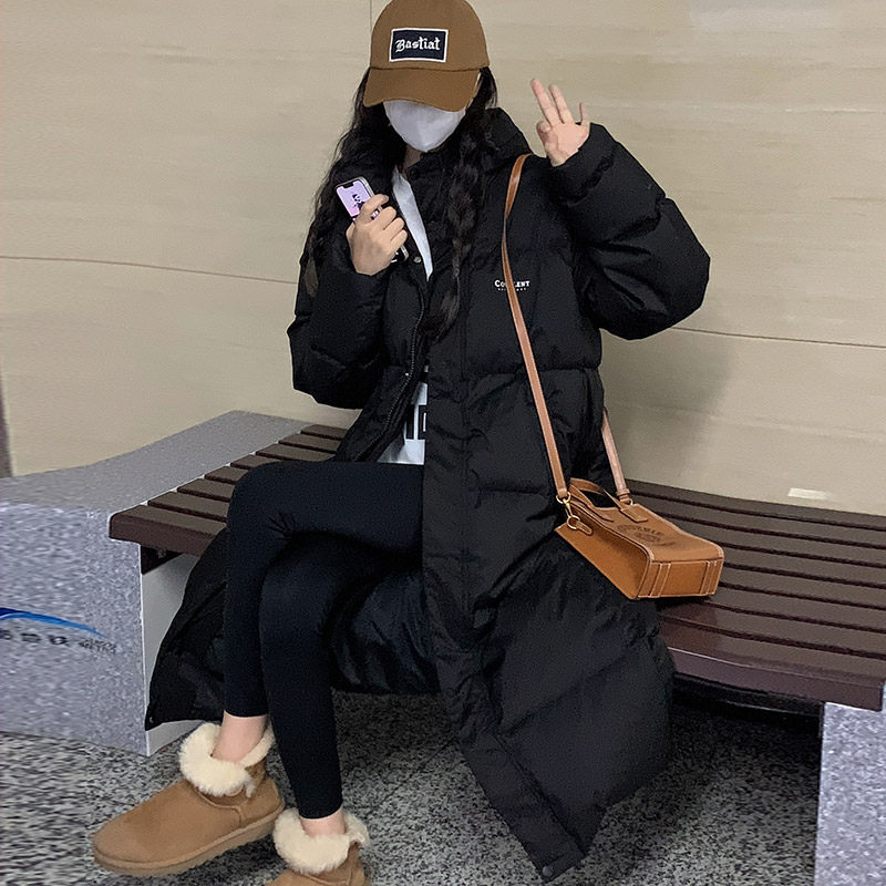 反季羽绒棉服女2023冬季新款中长版过膝学生韩版宽松棉袄加厚外套