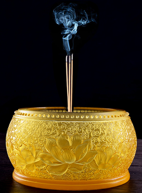 古法琉璃佛具套装供佛黄铜圣水杯用品莲花贡杯茶杯水杯摆件香炉碗