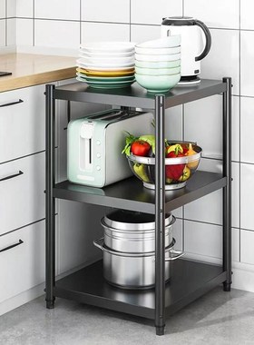 厨房黑色置物架落地高80三层70长60/55/50x50x45厘米40宽30公分35