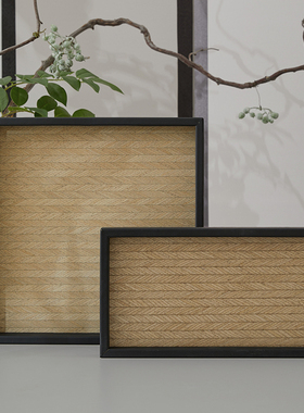 侘寂风茶几托盘木作展厅家具软装饰品茶室空间茶台上布置设计摆件