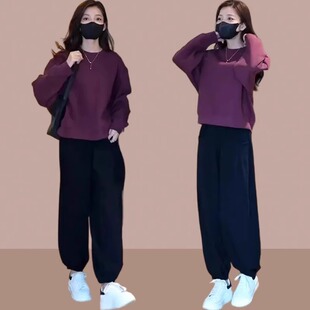 新款 秋季 女装 套装 休闲时髦洋气两件套 秋装 卫衣大码 搭配一整套时尚