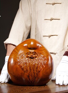 花梨木雕寿桃摆件实木老寿星家居寓意装饰工艺礼品摆饰贺寿祝寿生