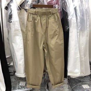 宽松显瘦设计感高腰直筒九分老爹裤 纯棉休闲哈伦工装 薄款 女夏季 裤