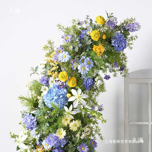 绿植造景假花森系牛角拱门摆设婚礼入口花艺装饰花架花柱摆件