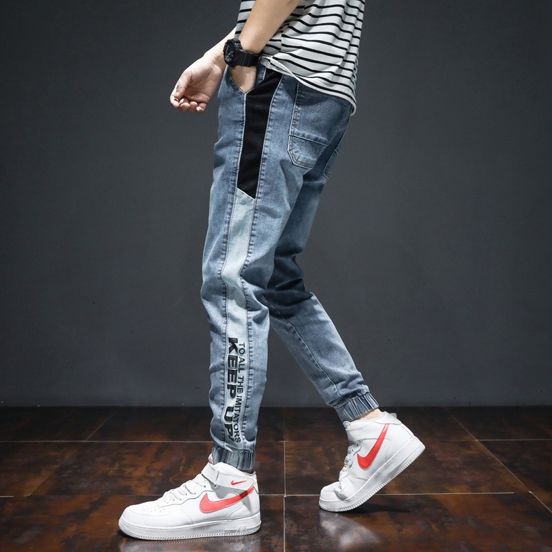 大码男裤子夏季休闲男士牛仔裤男款2025新款束脚宽松夏薄款工装裤