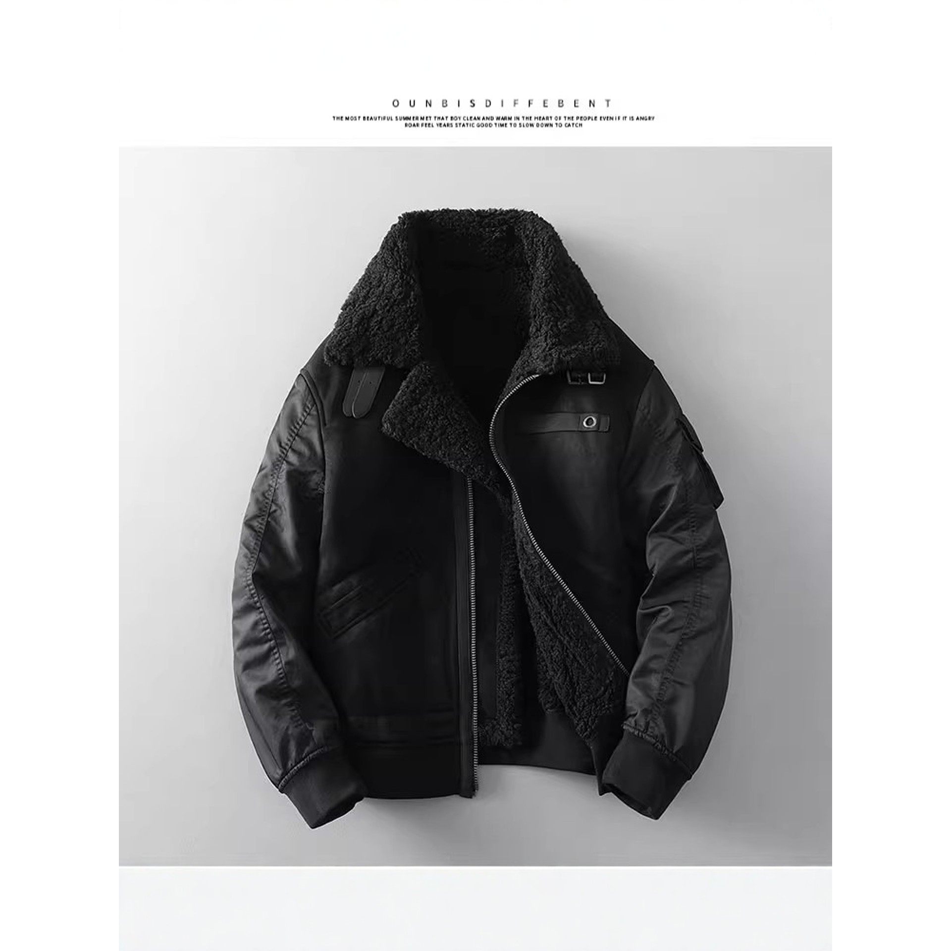 皮毛一体男士冬季加绒加厚夹克宽松短款机车服男装羊羔毛棉衣外套