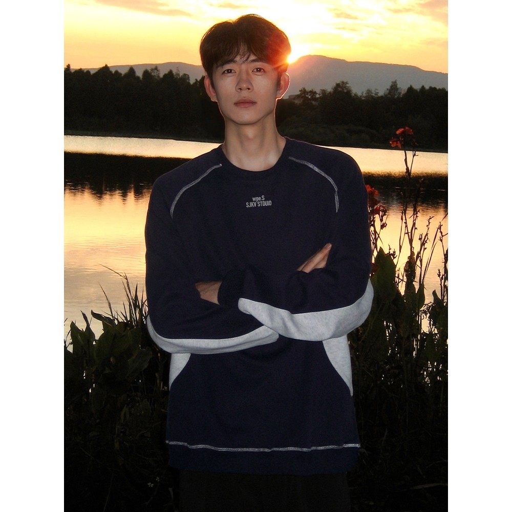 无帽圆领卫衣男春季重磅长袖T恤男款春装衣服内搭加绒打底衫上衣