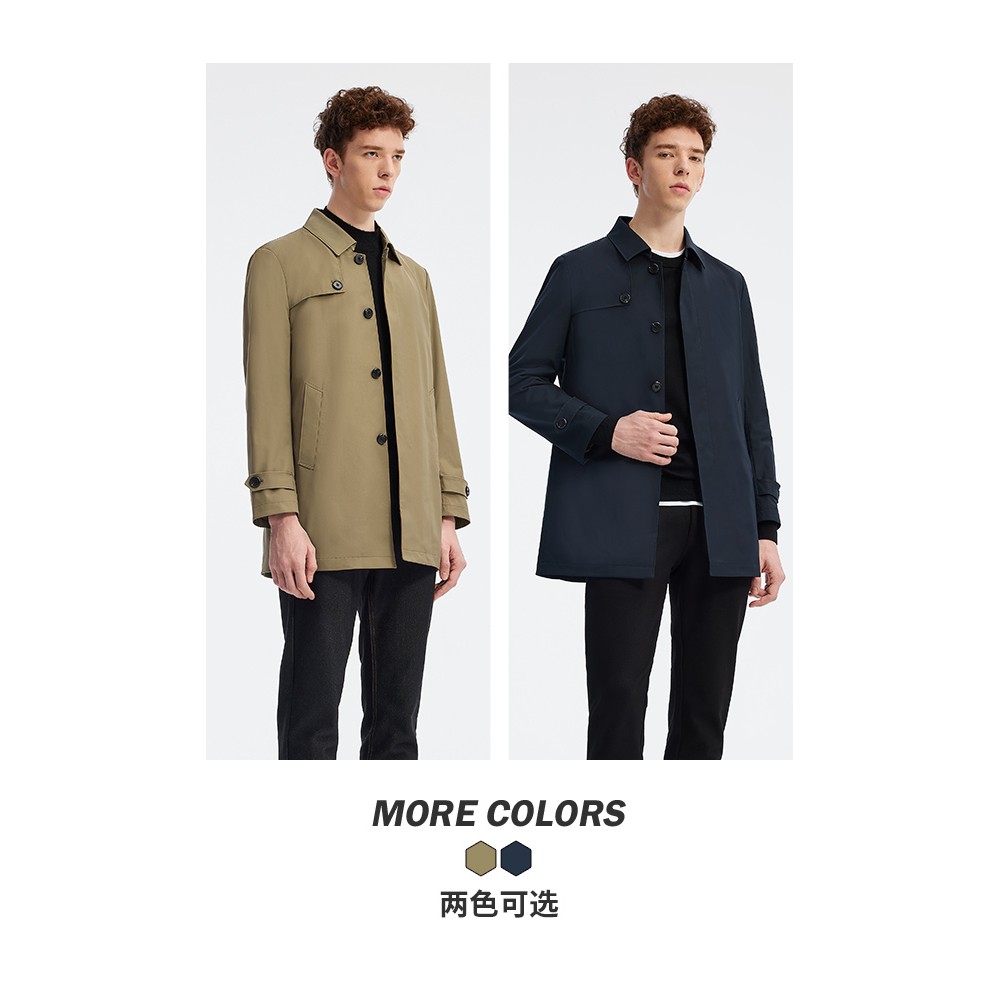 Navigare意大利小帆船藏青色风衣男秋季高级感防风外套休闲大衣