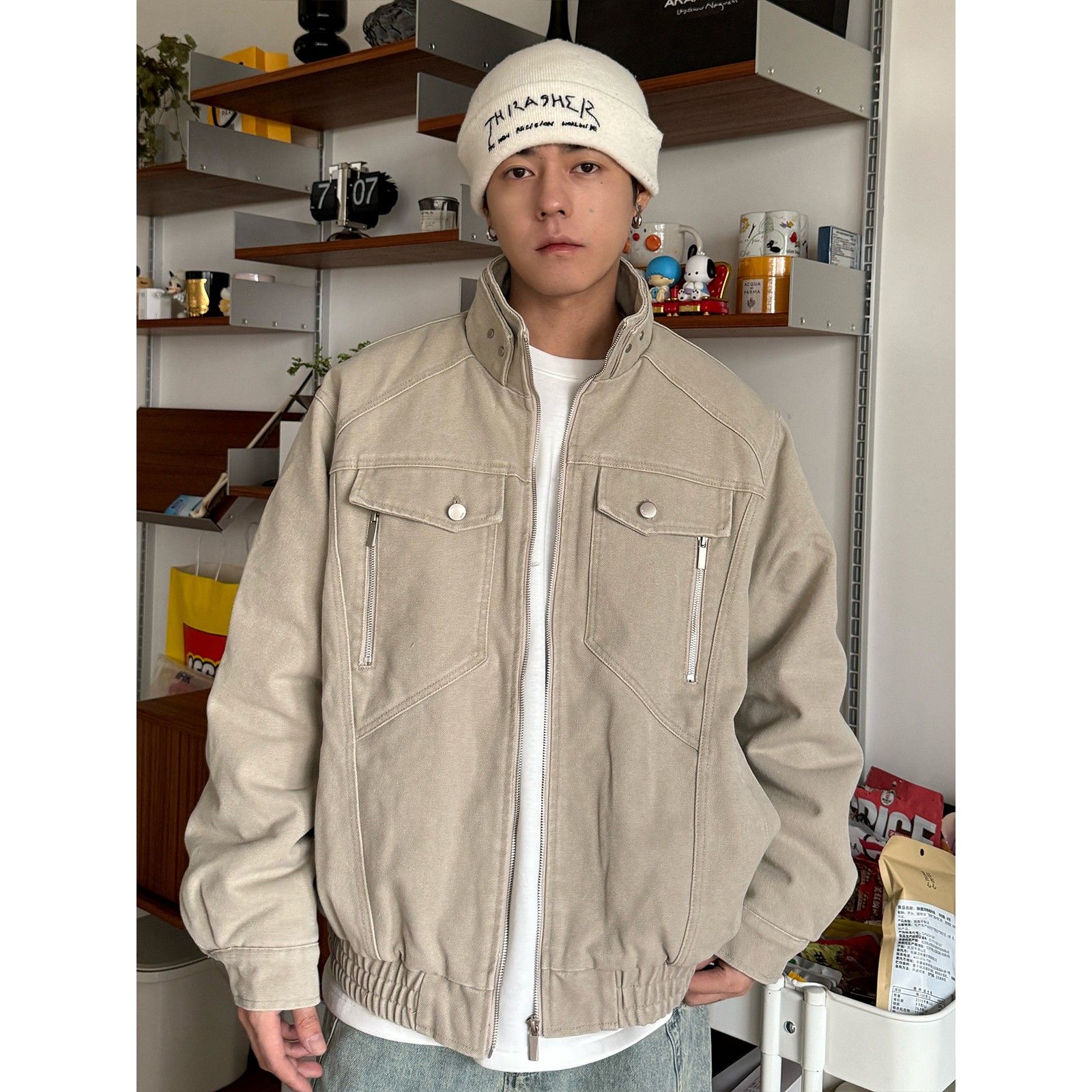 CoosRetro美式覆古结构重磅夹克座山雕冬季男女宽松百搭潮牌外套