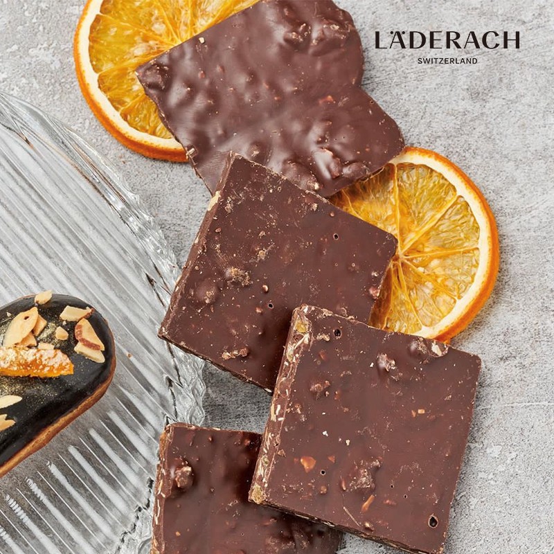Laderach莱德拉橘子扁桃仁牛奶黑巧克力散装瑞士进口高端零食