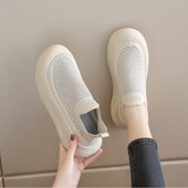 飞织运动鞋 懒人一脚蹬椰子跑步 网面厚底休闲 女夏季 透气2025新款