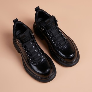 厚底休闲男鞋2025春季新款英伦增高复古高帮板鞋百搭真皮皮鞋男