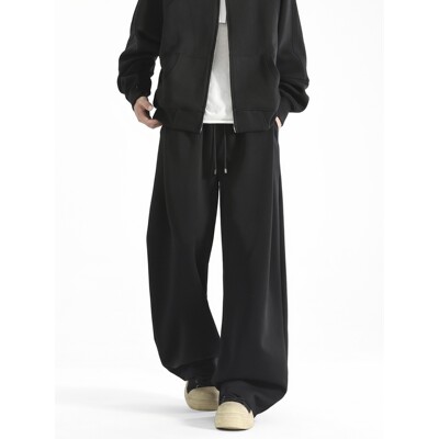 LXS STUDIO潮牌美式垂感直筒卫裤男士秋冬季重磅宽松休闲运动长裤