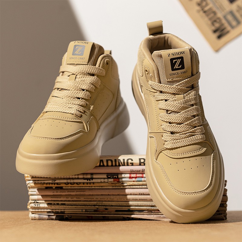 男鞋2025年新款夏季潮流百搭高筒板鞋青少年韩版休闲 高级感小白