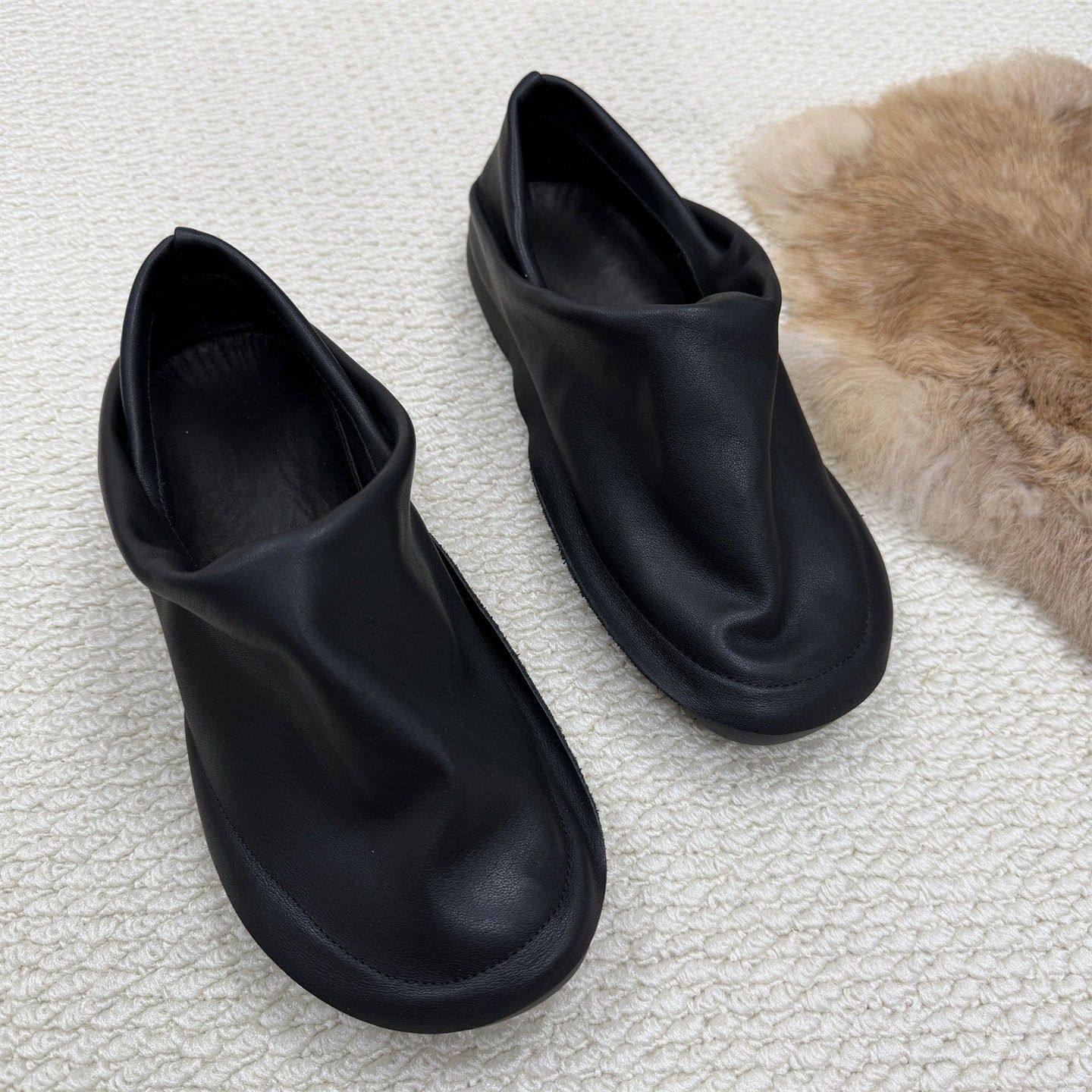 2025小众设计感舒适两穿一脚蹬懒人鞋平底套脚半拖鞋女软皮穆勒鞋,女鞋,时尚芭蕾鞋,淘宝优惠券,粉丝福利购,淘宝优惠卷