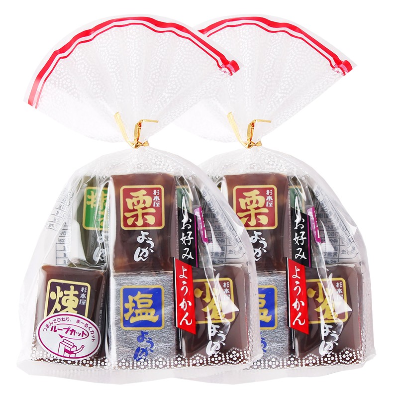 日本进口杉本屋什锦羊羹豆沙琼脂糕日式红豆栗子抹茶9枚360g/袋