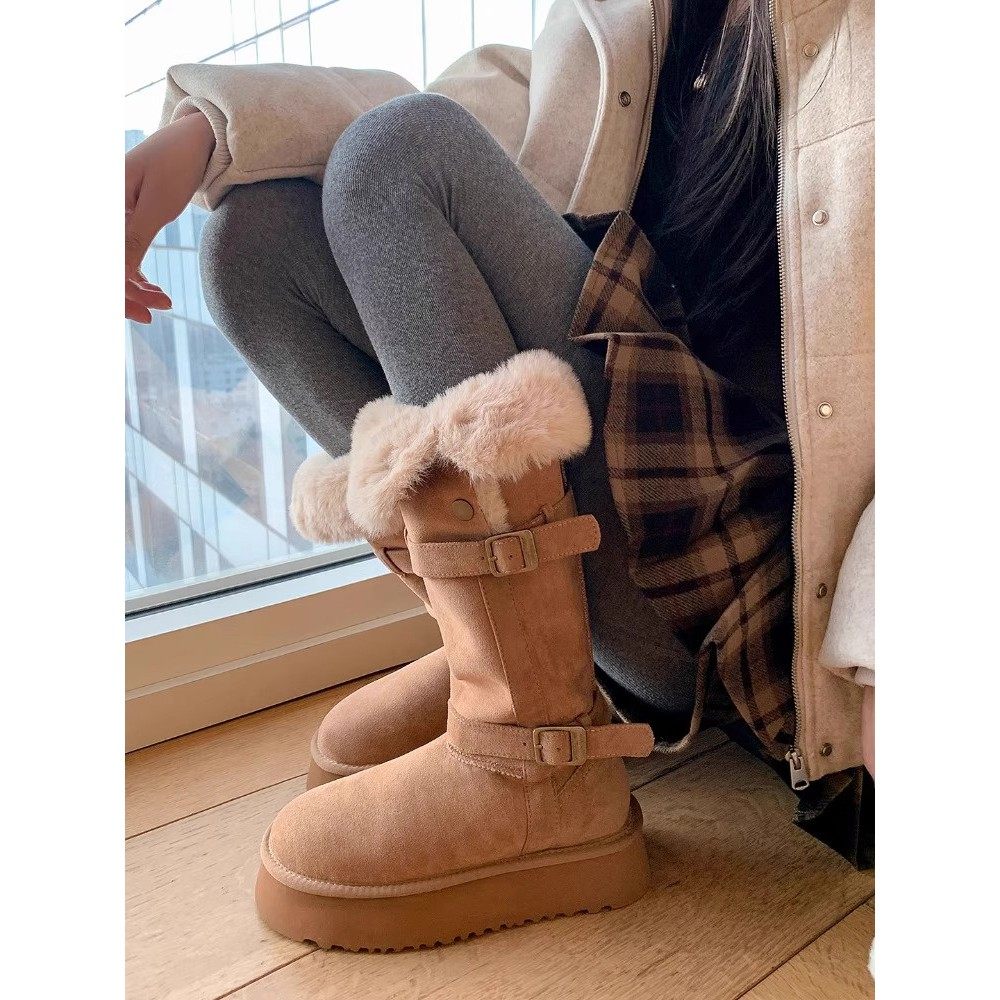 高筒加绒加厚雪地靴女款2025冬季新款厚底保暖中长筒雪地棉靴棉鞋,女鞋,时尚雪地靴,淘宝优惠券,粉丝福利购,淘宝优惠卷