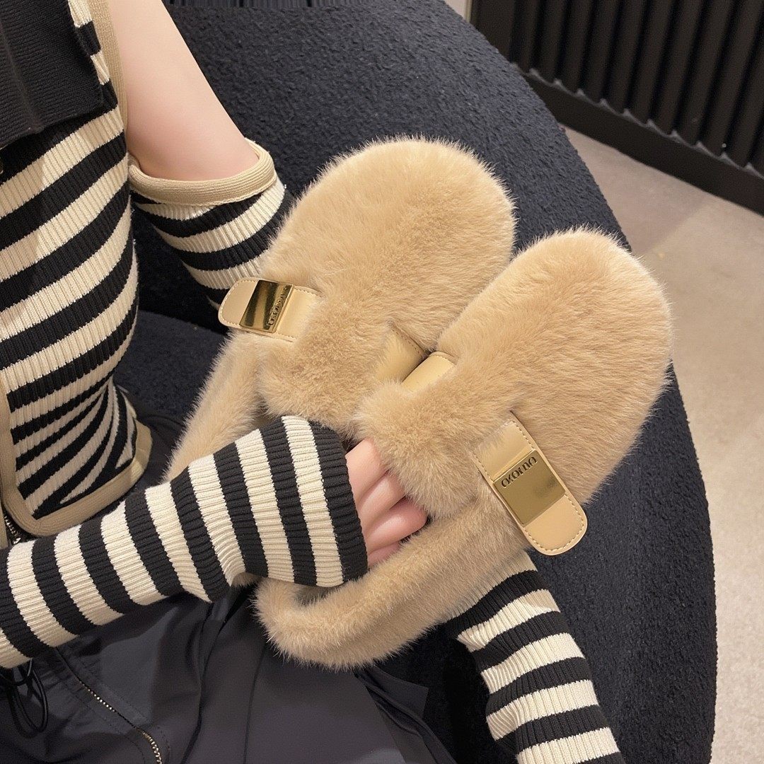 水貂绒毛毛鞋女秋冬外穿一脚蹬豆豆鞋加绒保暖雪地靴孕妇软底棉鞋,女鞋,毛毛鞋,淘宝优惠券,粉丝福利购,淘宝优惠卷