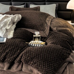 加厚保暖牛奶h绒四件套高级感法兰宝宝婴儿绒被套床单床上用品冬