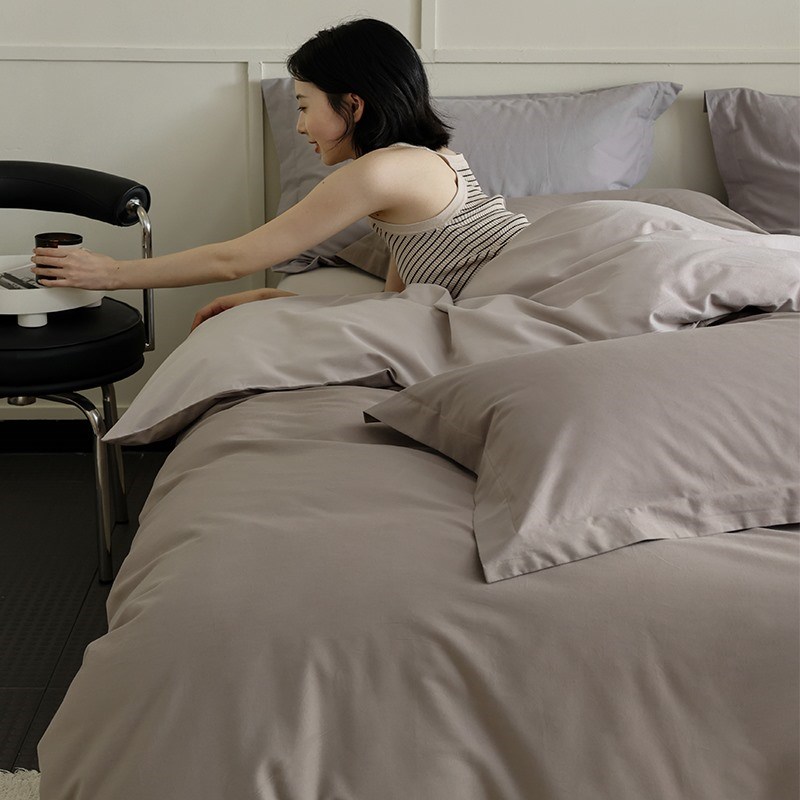 轻奢床上四件套100全棉纯棉2024新款加厚磨毛被套床单床笠款床品4